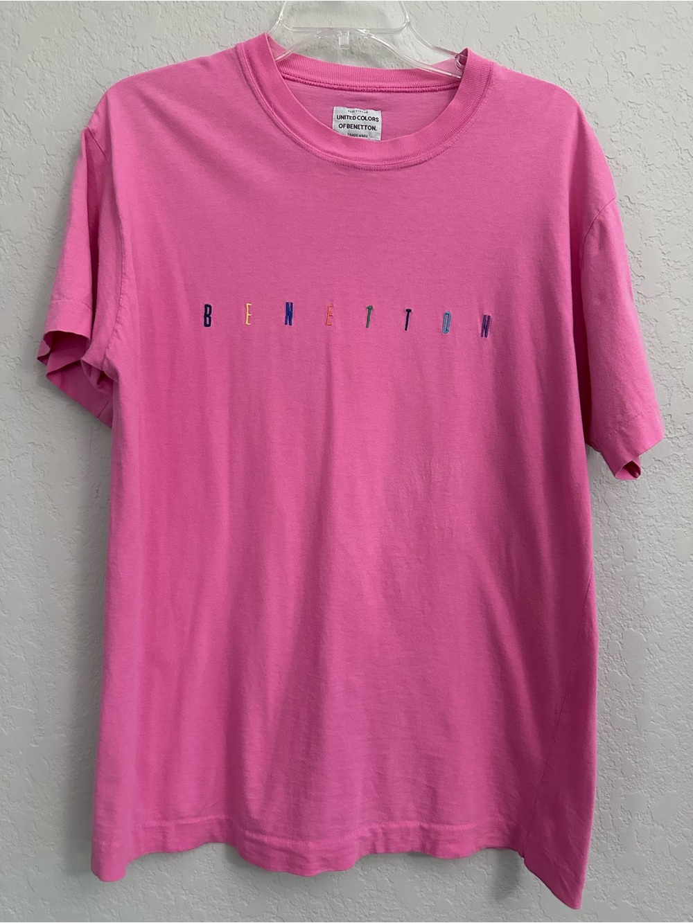 UNITED COLORS OF BENETTON Bubble Gum Pink Embroidered Large Vintage